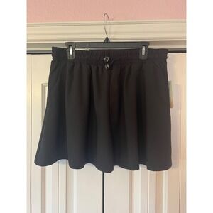 Palm Rio Womens Black Active Skort Elastic Waist Toggle Drawstring CT4140W 1X